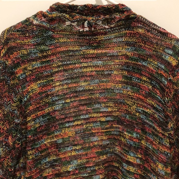 United States Sweaters  Multi  Colored Print Knit Open Cardigan Sweater Medium - Picture 7 of 12